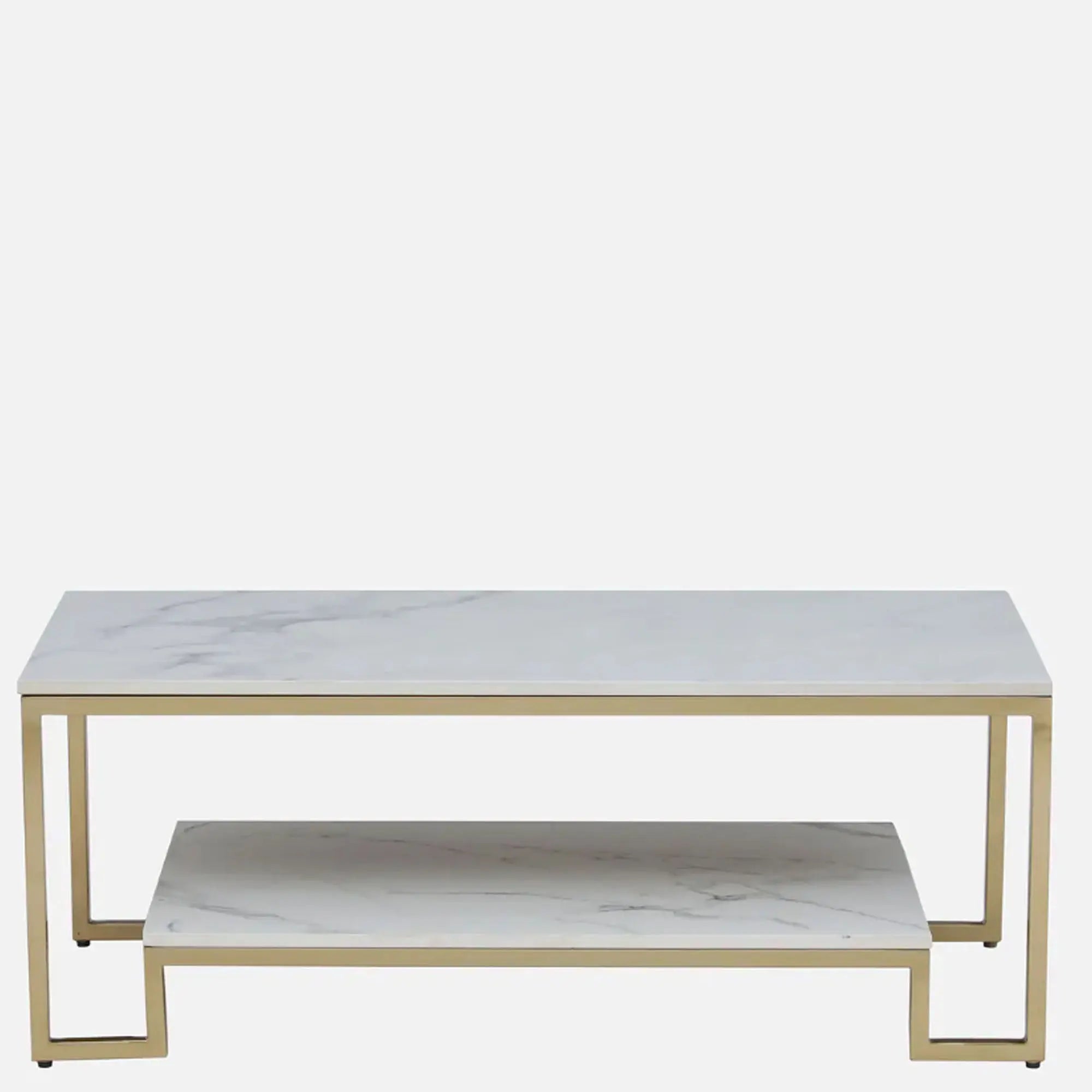 Metal Coffee Table with Brass Finish and Porcelain Top DECORMANTRA