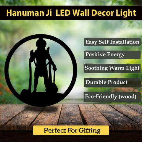 Hanuman Ji LED Wall Decor MDF Wood Backlit Wall Art With LED Light For Living Room - Decor Mantra 