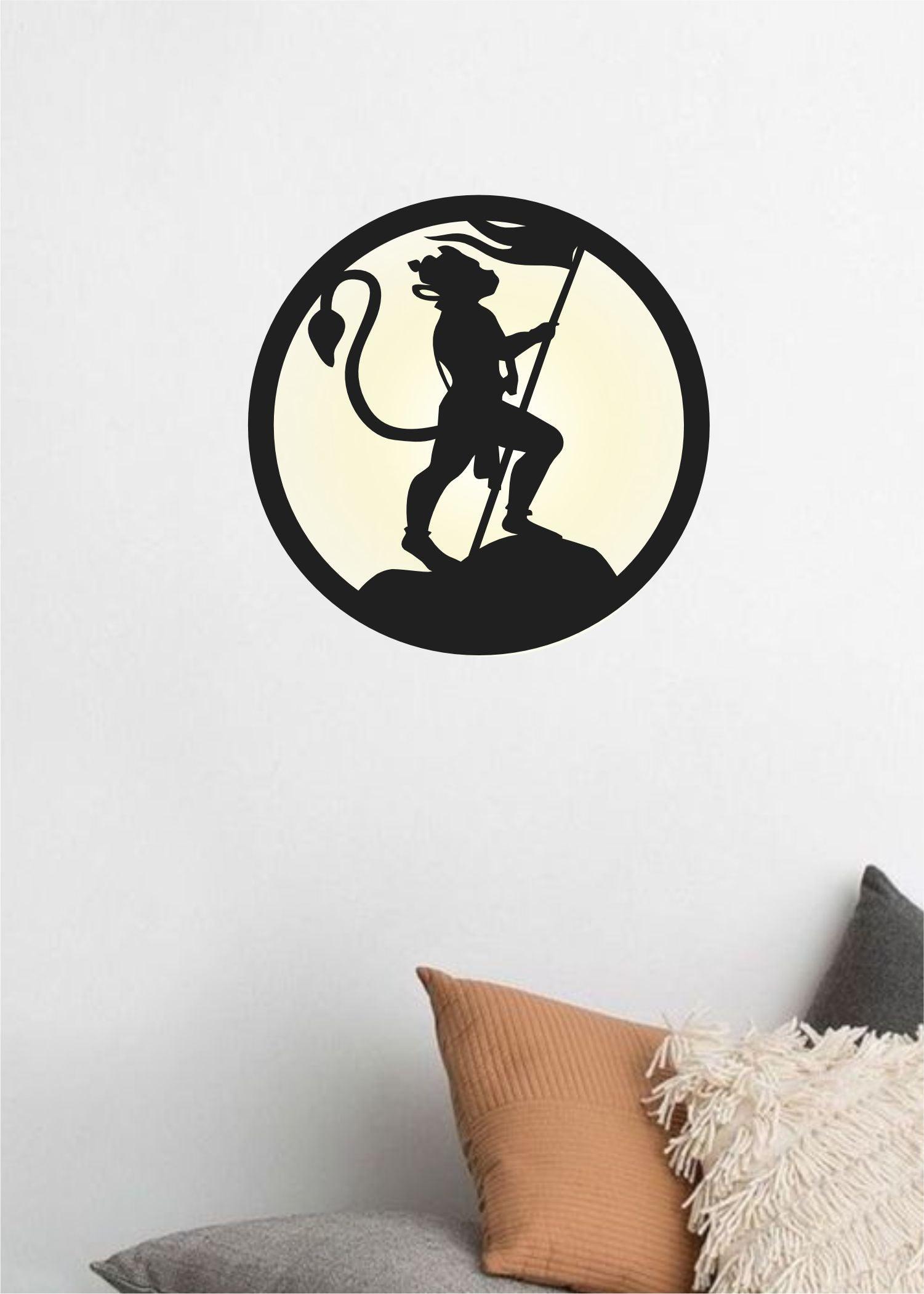 Jai Hanuman Ji LED Wall Decor MDF Wood Backlit Wall Art With LED Light For Living Room - Decor Mantra 