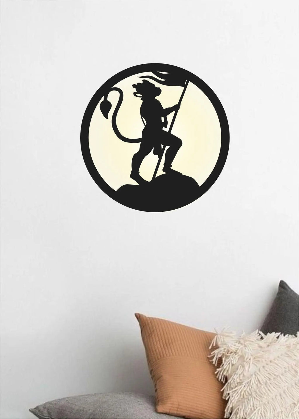 Jai Hanuman Ji LED Wall Decor MDF Wood Backlit Wall Art With LED Light For Living Room - Decor Mantra 
