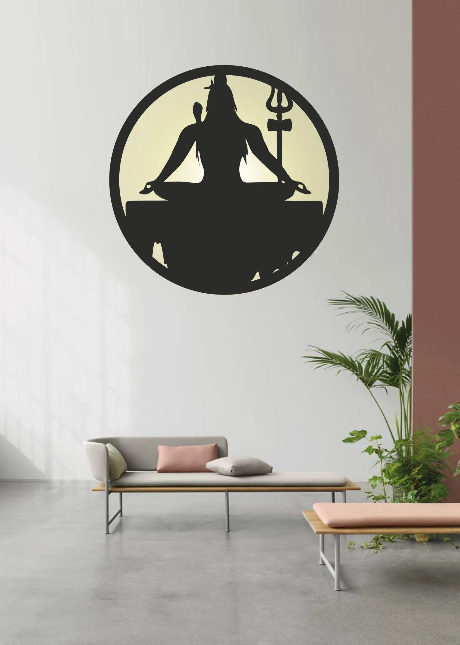 Bholenath LED Wall Decor MDF Wood Backlit Wall Art With LED Light For Living Room - Decor Mantra 