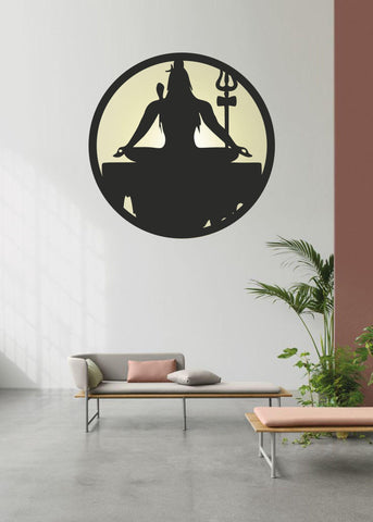 Bholenath LED Wall Decor MDF Wood Backlit Wall Art With LED Light For Living Room - Decor Mantra 