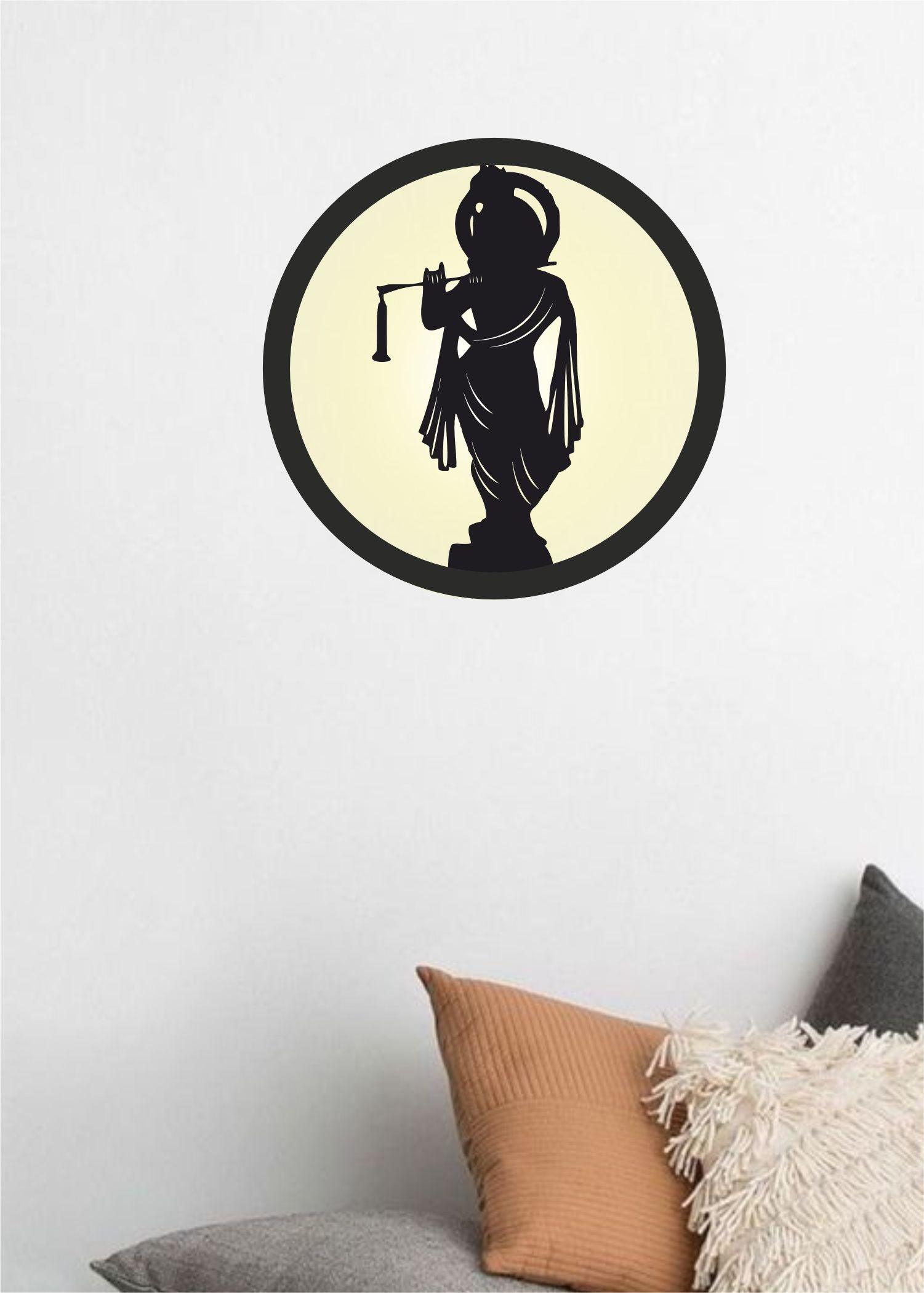 Jai Shree Krishna LED Wall Decor MDF Wood Backlit Wall Art With LED Light For Living Room - Decor Mantra 