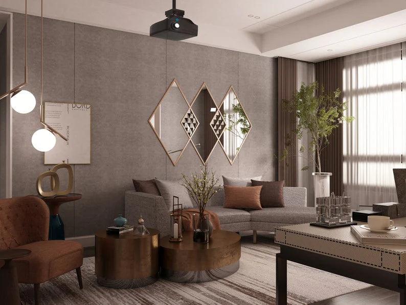 Geometricl Designer Wall Mounted Vanity Mirror - Decor Mantra 