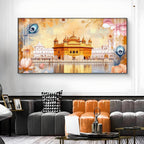 Golden Temple Glass Finish Horizontal Wall Art