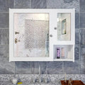 Sturdy Premium Wooden Bathroom Storage Cabinet with Mirrors & 5 Spacious Shelves with White Finish - Decor Mantra 