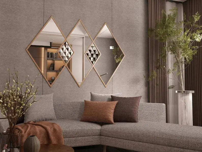 Geometricl Designer Wall Mounted Vanity Mirror - Decor Mantra 