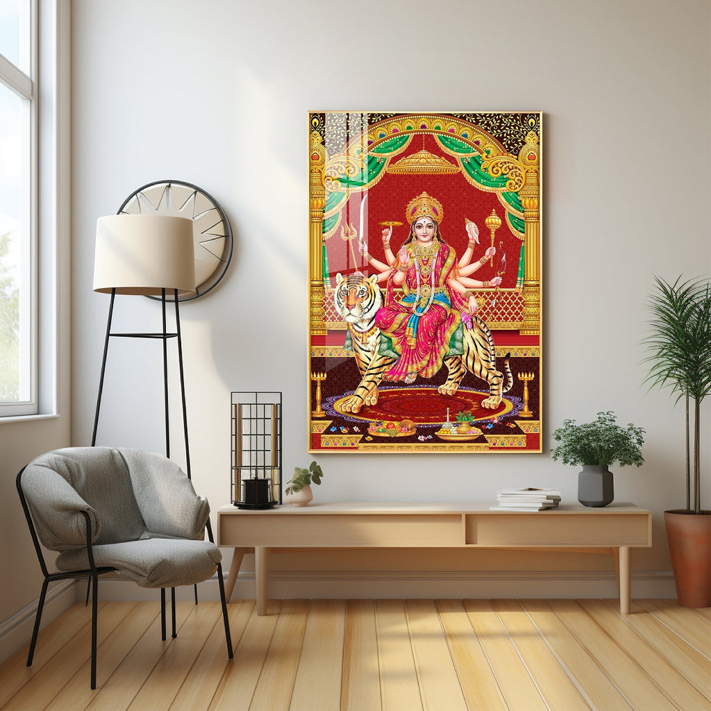 Divine Resonance Of Maa Durga Premium Acrylic Vertical Wall Art