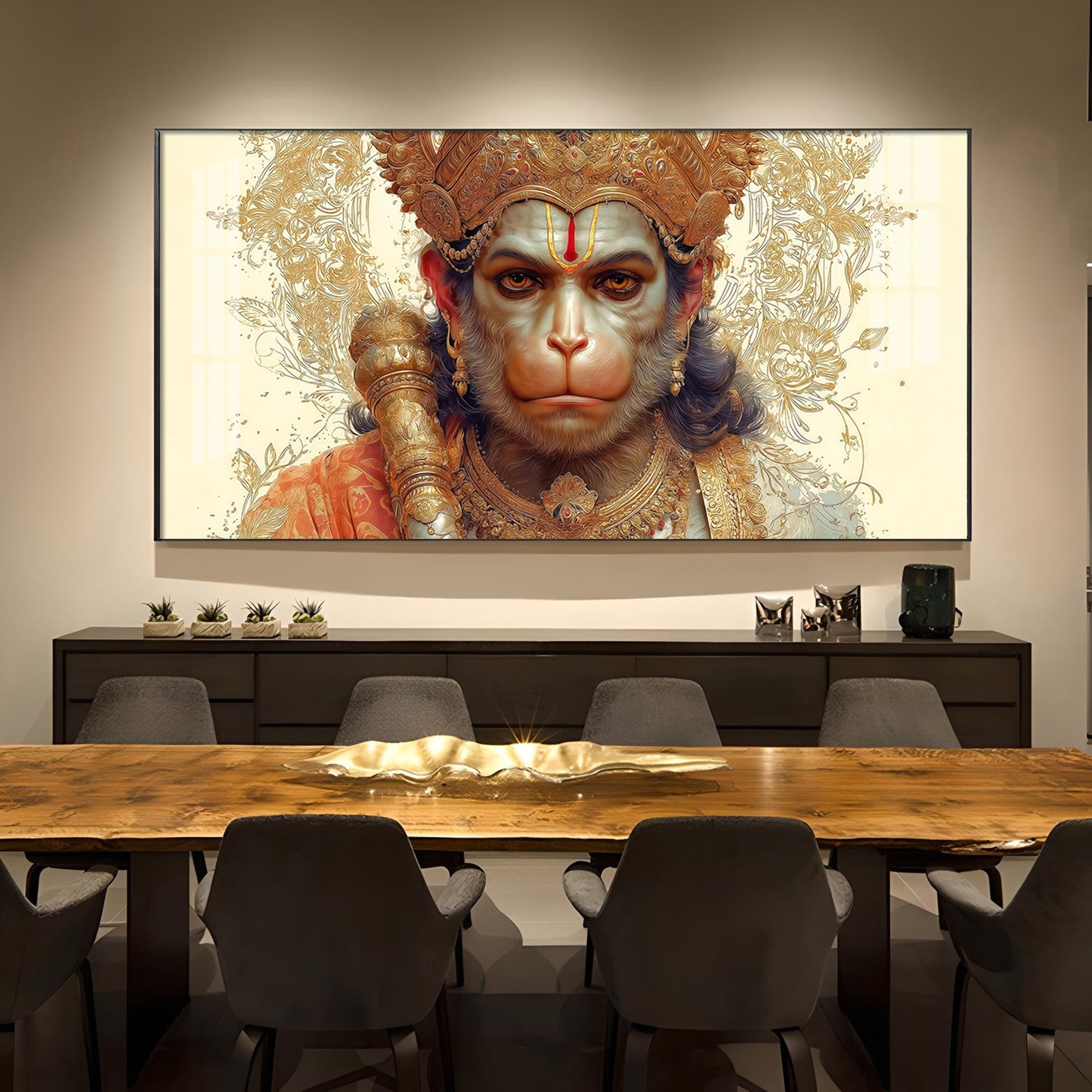Shri Ram Bhakt Balaji Glass Finish Horizontal Wall Art
