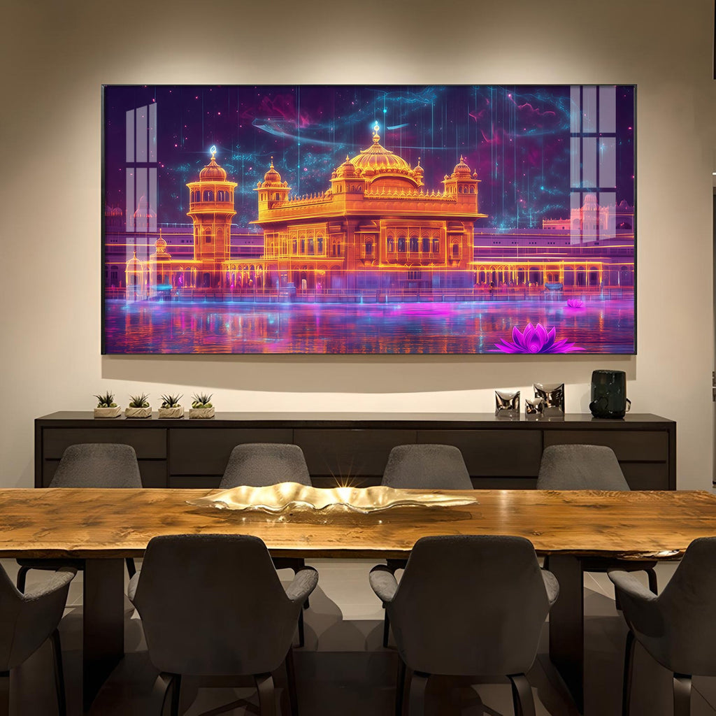 Sri HCmandir Sahib Glass Finish Horizontal Wall Art