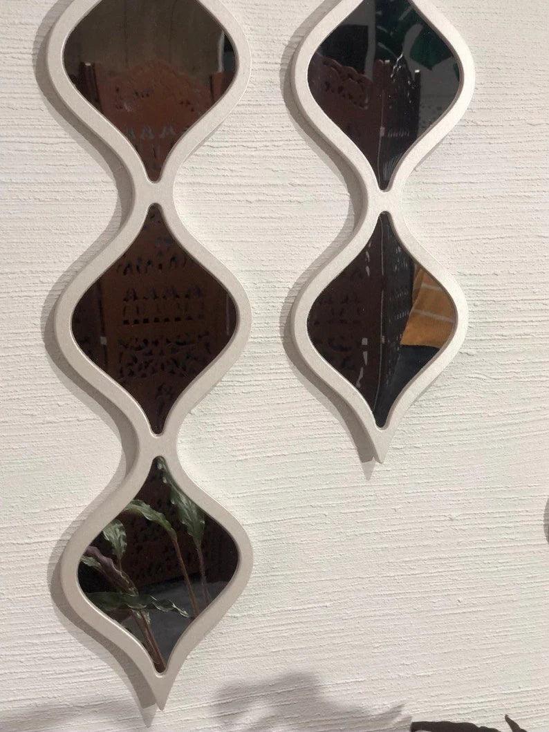 Classic Decorative Water Drop Mirror Strips with Silver Wooden Finish - Decor Mantra 
