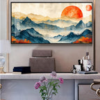 Sunrise In Mountains Glass Finish Horizontal Wall Art