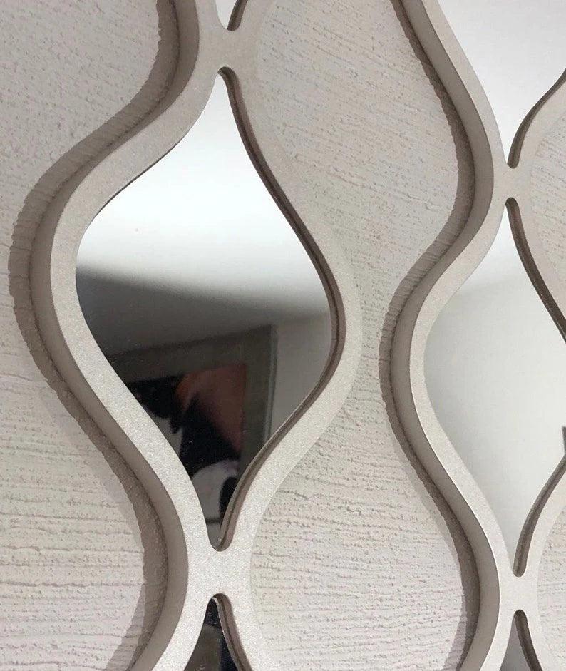 Classic Decorative Water Drop Mirror Strips with Silver Wooden Finish - Decor Mantra 