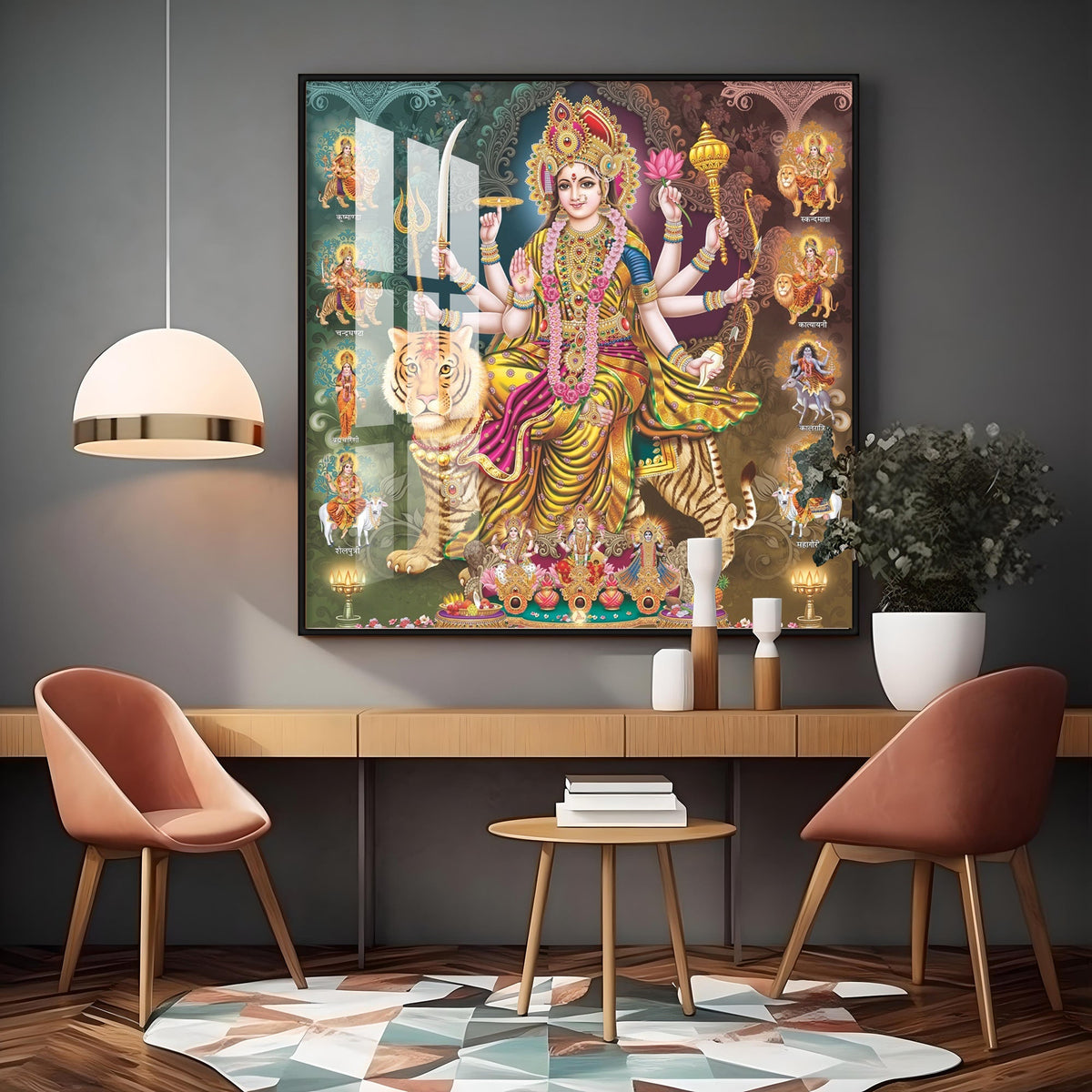 Goddess Durga Grace Premium Acrylic Square Wall Art