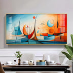 Beautiful Modern Abstract Glass Finish Horizontal Wall Art