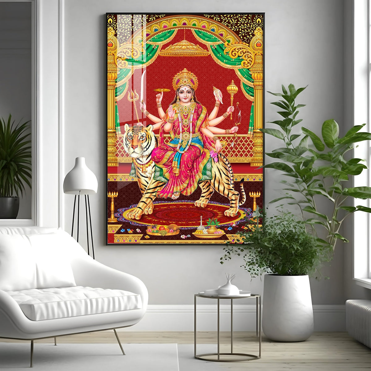 Divine Resonance Of Maa Durga Premium Acrylic Vertical Wall Art