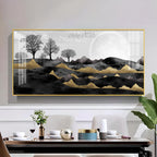 White Sun With Birds Glass Finish Horizontal Wall Art