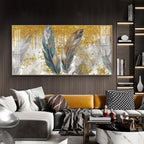 Feather HCmony Glass Finish Horizontal Wall Art