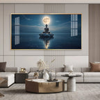 Buddha In Littoral land Glass Finish Horizontal Wall Art