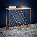 Unique Pattern Console Table with Copper Metal Finish Decor Mantra