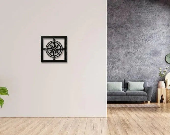 Black Wooden Nautical Compass Wall Décor - Decor Mantra 