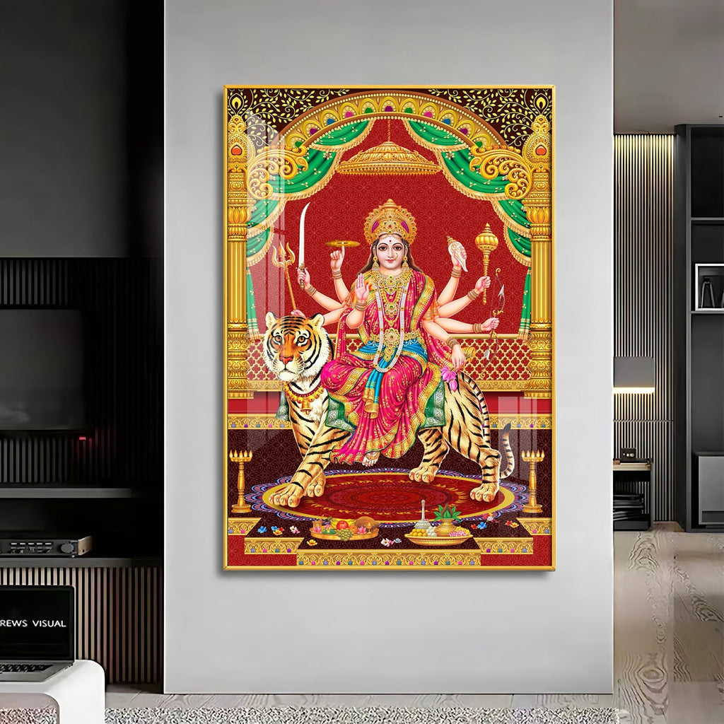 Divine Resonance Of Maa Durga Premium Acrylic Vertical Wall Art