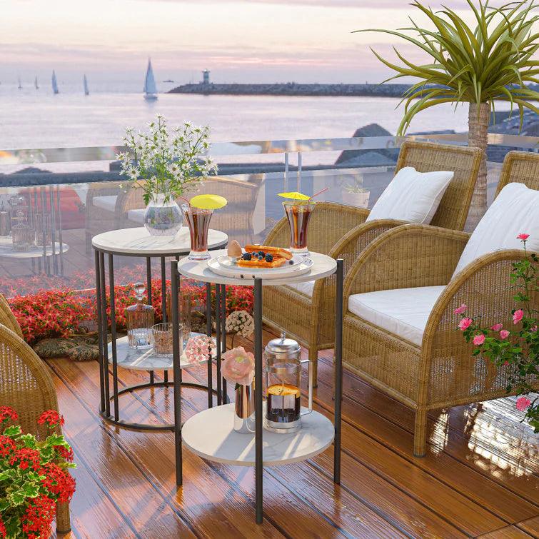 2-Tier Round Shape Modern Designer End Side Table - Decor Mantra 