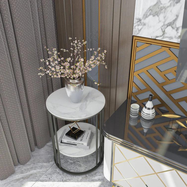 2-Tier Round Shape Modern Designer End Side Table - Decor Mantra 