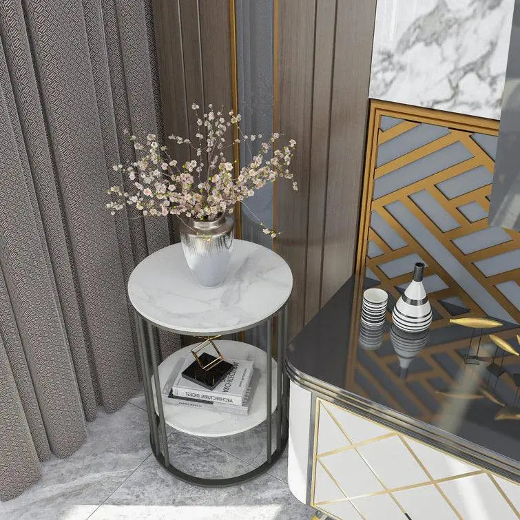 2-Tier Round Shape Modern Designer End Side Table - Decor Mantra 