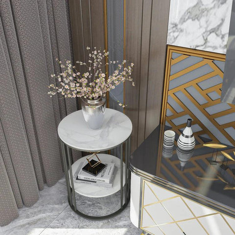 2-Tier Round Shape Modern Designer End Side Table - Decor Mantra 