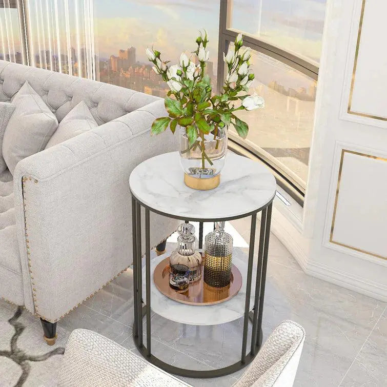 2-Tier Round Shape Modern Designer End Side Table - Decor Mantra 