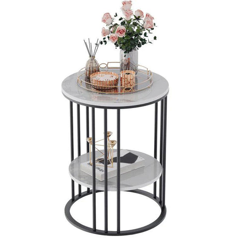2-Tier Round Shape Modern Designer End Side Table - Decor Mantra 