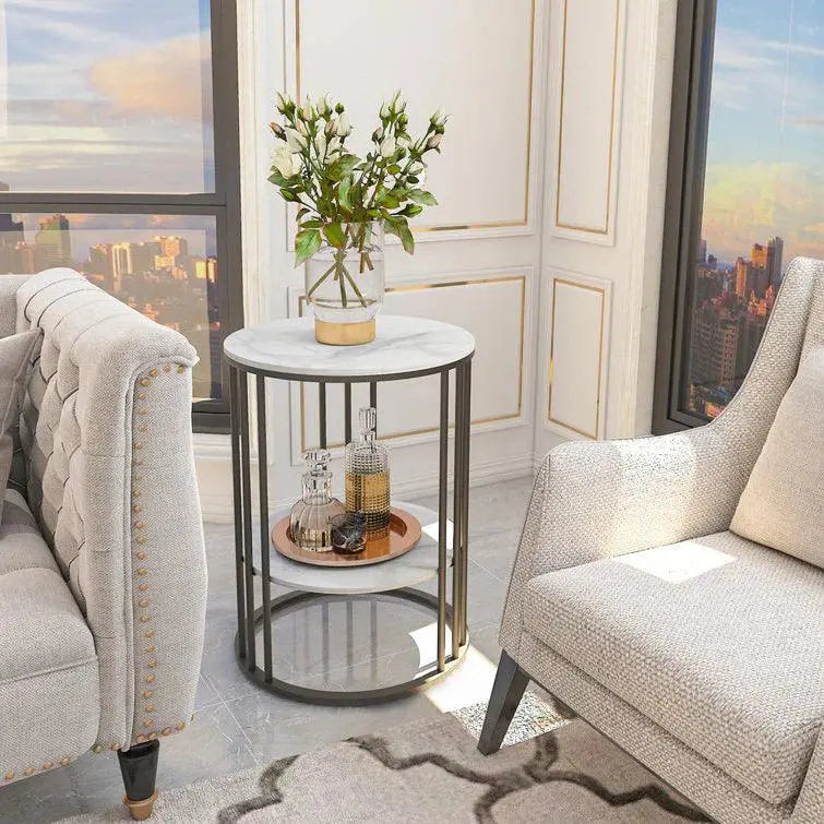2-Tier Round Shape Modern Designer End Side Table - Decor Mantra 