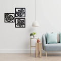 Wooden 3 Pieces Square Tree Leaf Wall Art Panel Frame - Decor Mantra 