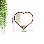 Modern Atractive Heart Shape Mirror with Red Finish Frame - Decor Mantra 