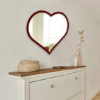 Modern Atractive Heart Shape Mirror with Red Finish Frame - Decor Mantra 