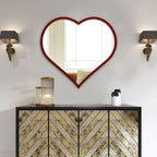 Modern Atractive Heart Shape Mirror with Red Finish Frame - Decor Mantra 