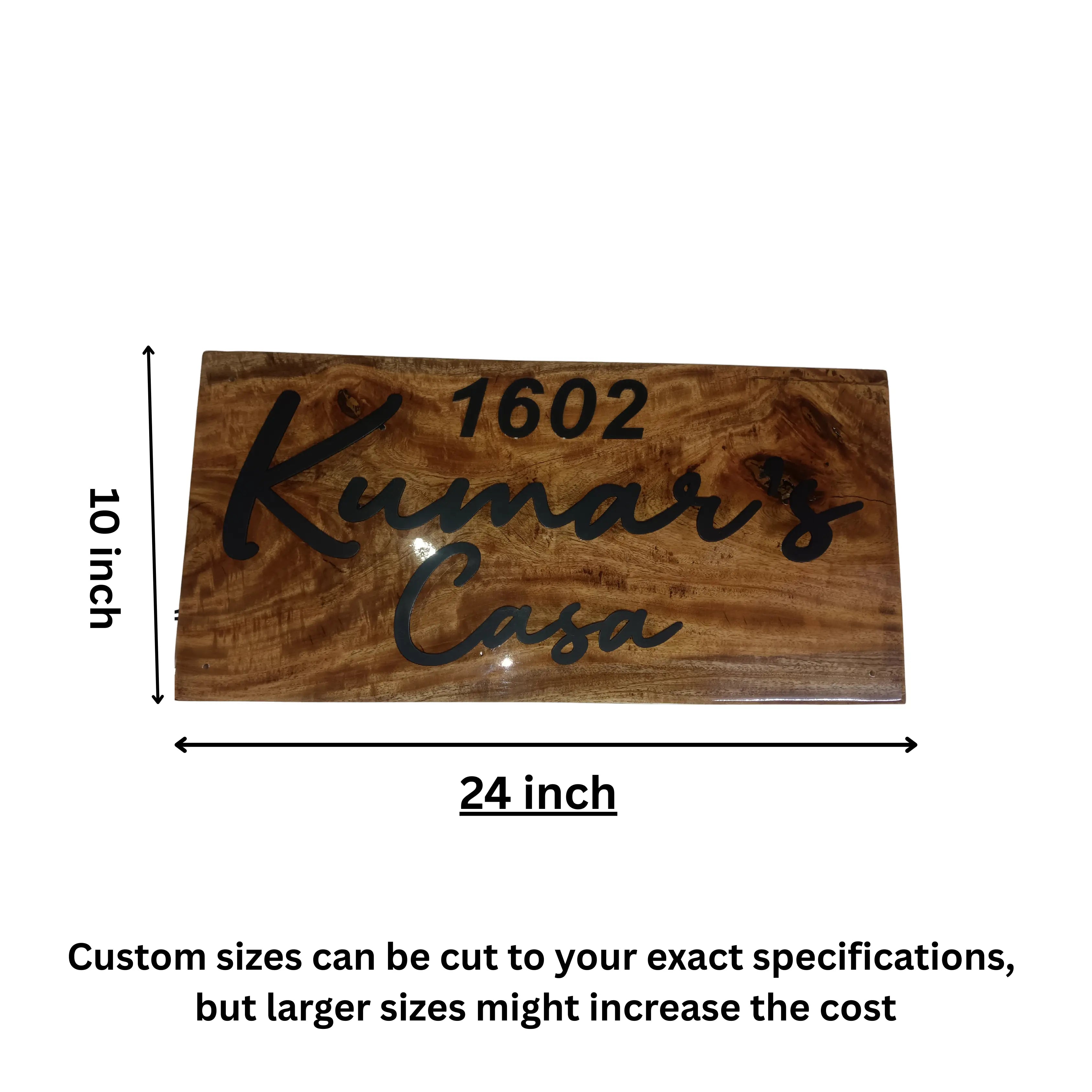 Custom  Name Plate Metal Name with Premium Wooden Base - Harshita Craft