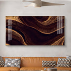Golden Rhythm Wave Glass Finish Horizontal Wall Art