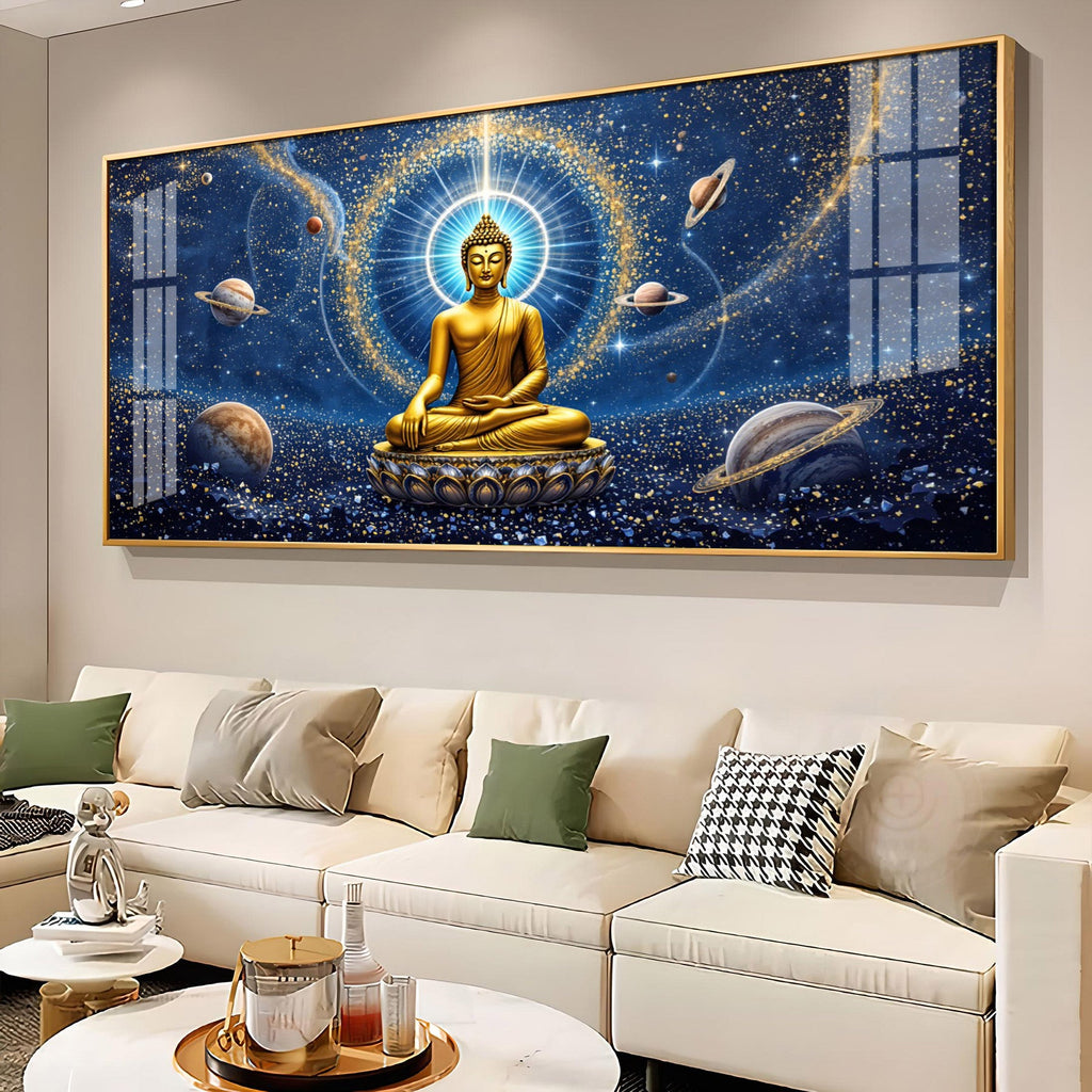 Celestrial Buddha Glass Finish Horizontal Wall Art