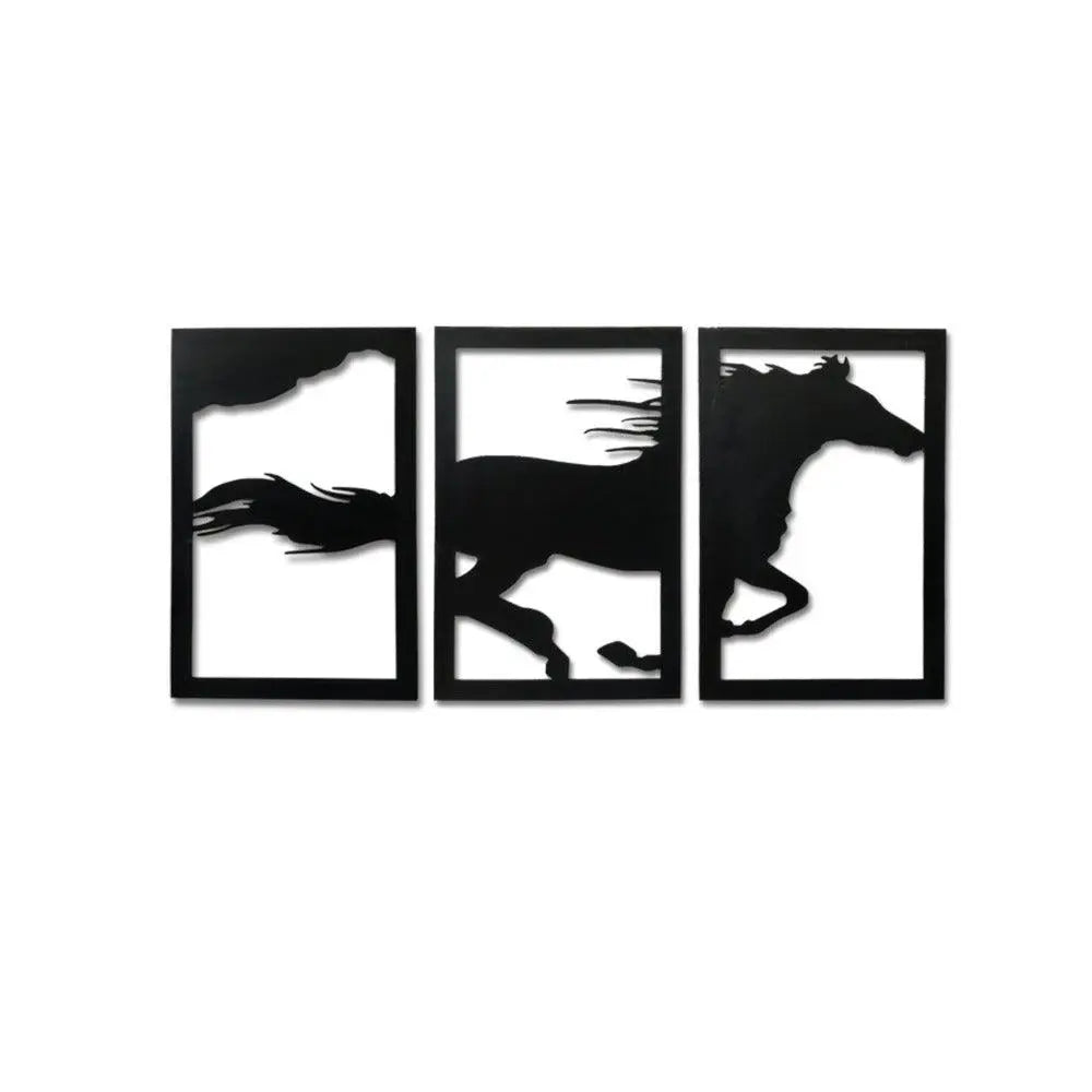 Running Horse MDF 3 Panel Hanging Wall Art - Decor Mantra 