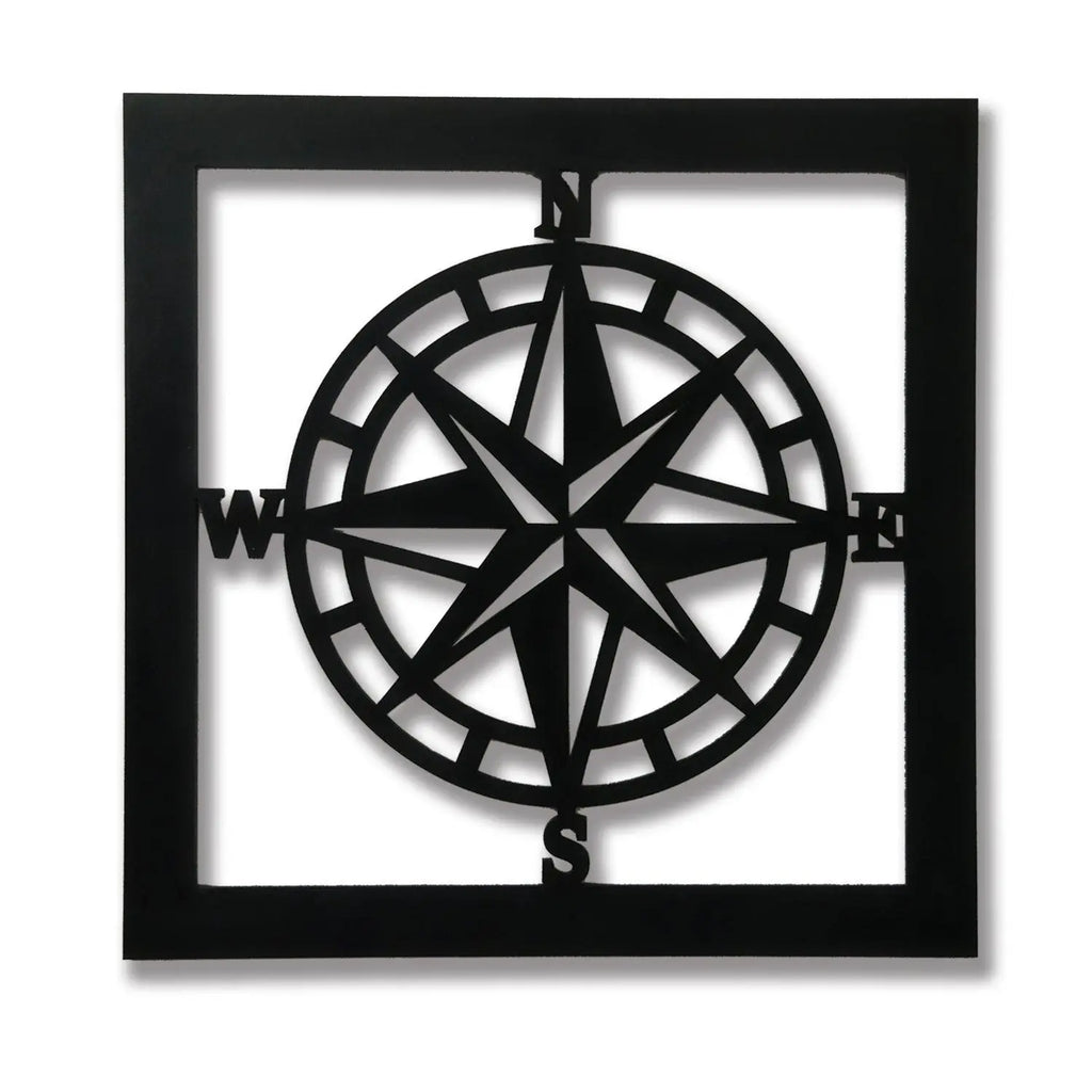 Black Wooden Nautical Compass Wall Décor - Decor Mantra 