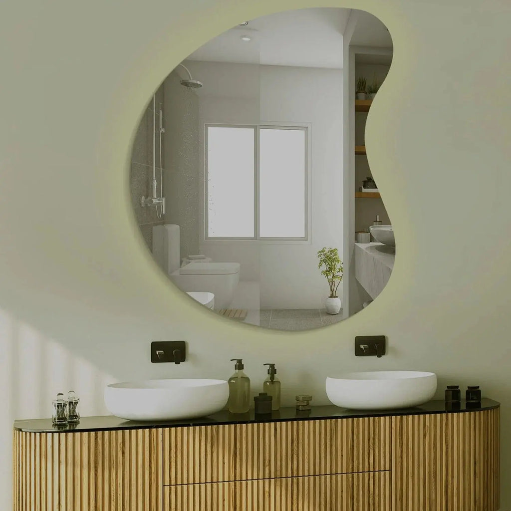 Designer Organic Shaped Wall Mirror with LED Light - Decor Mantra 