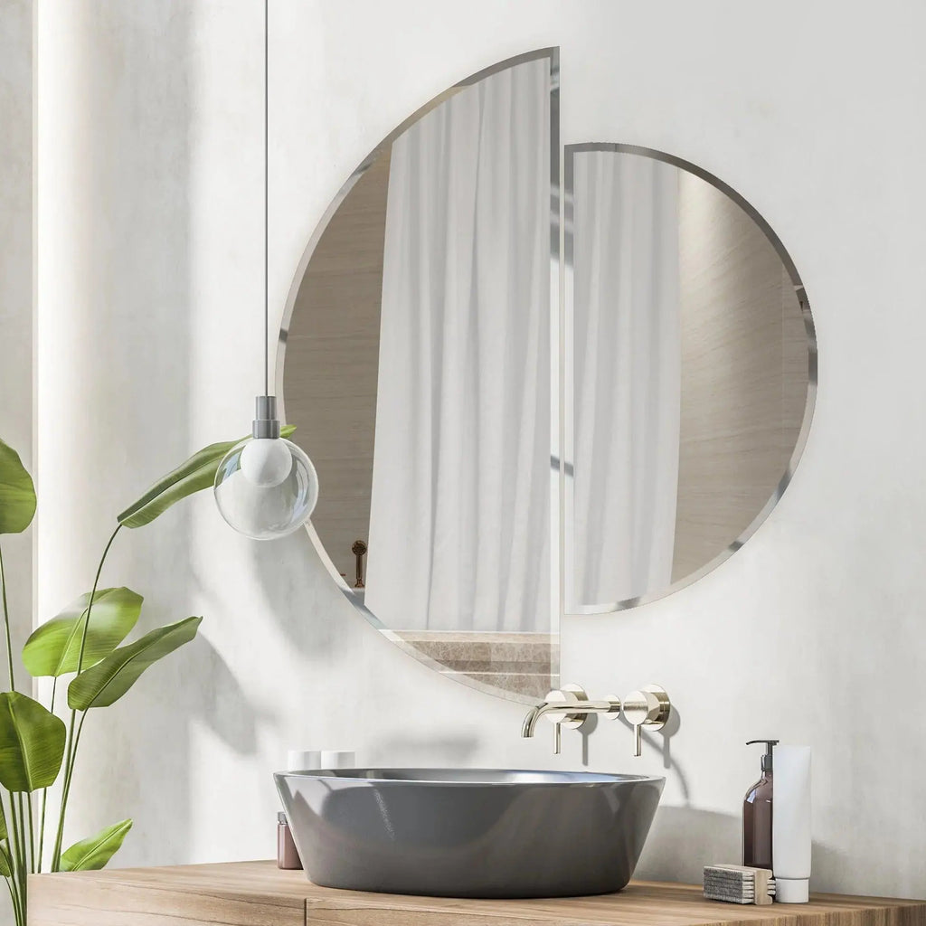 Scandinavian Frameless Beveled Semi Circle Mirror - Decor Mantra 