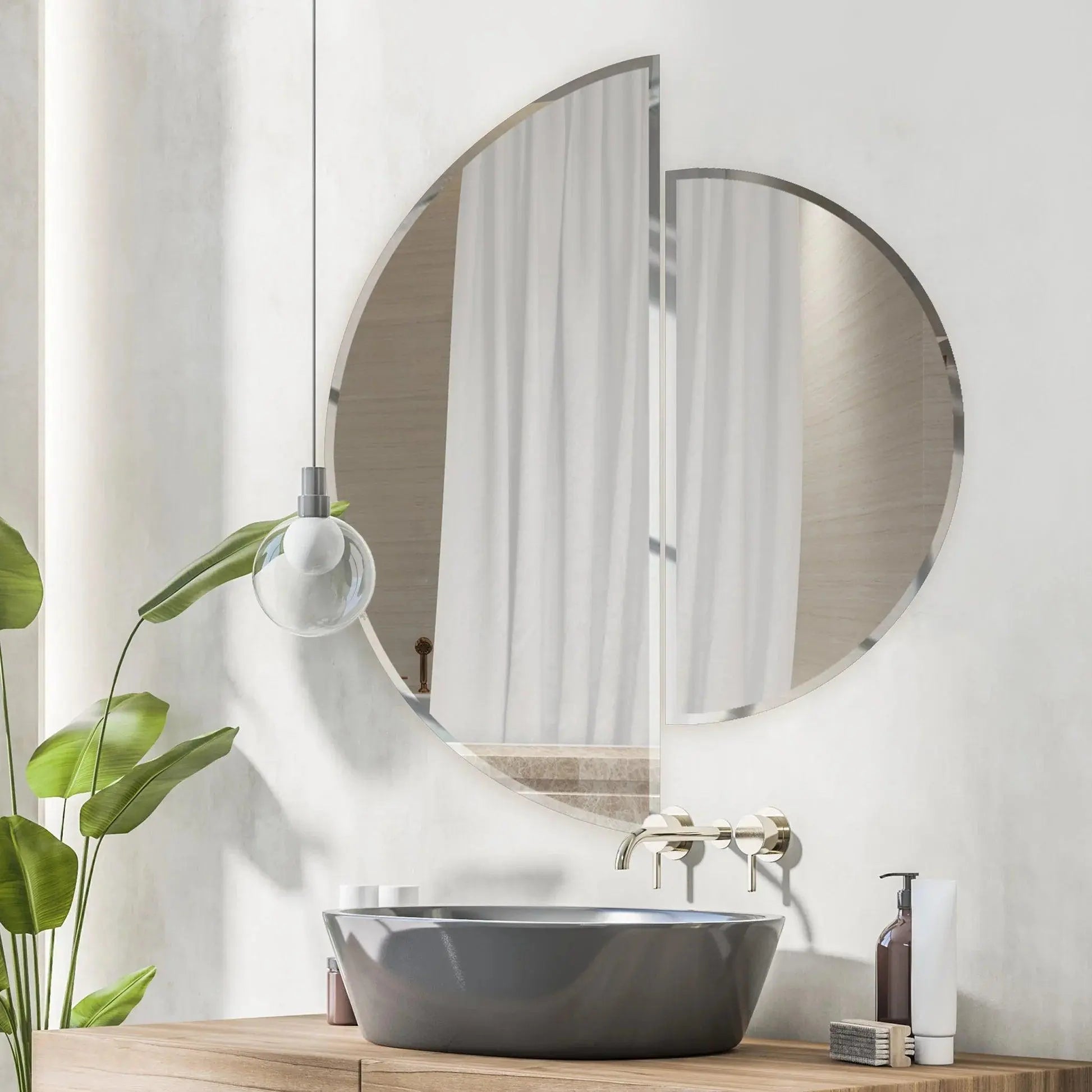Scandinavian Frameless Beveled Semi Circle Mirror - Decor Mantra 