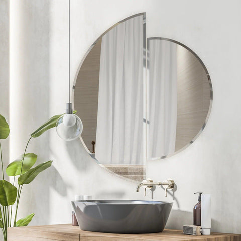 Scandinavian Frameless Beveled Semi Circle Mirror - Decor Mantra 