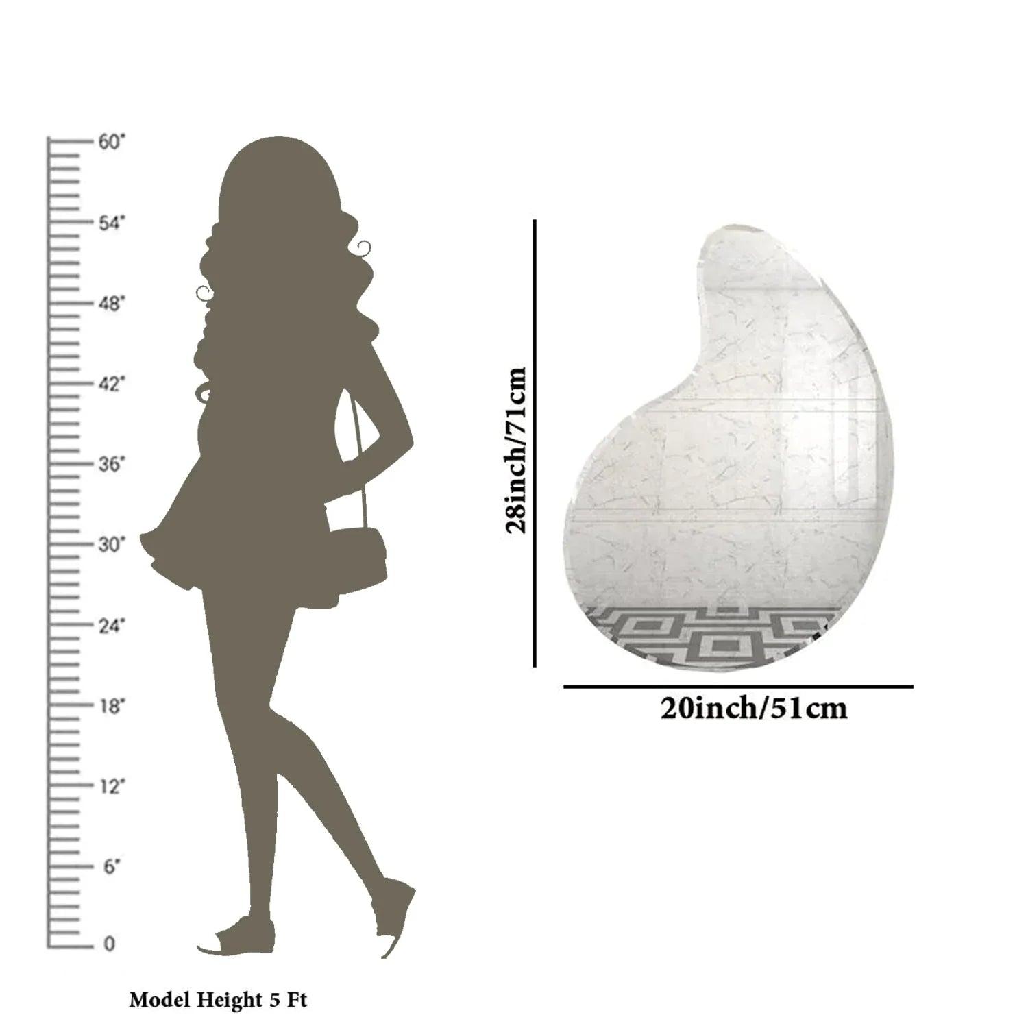 Scandinavian Frameless Water Drop Shaped Mirror - Decor Mantra 