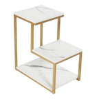 3-Tier Modern Side Table with Storage Shelf with Golden Metal Finish - Decor Mantra 