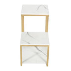 3-Tier Modern Side Table with Storage Shelf with Golden Metal Finish - Decor Mantra 