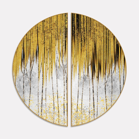 3D Abstract Golden Line Art Semi Circle Frames Set Of 2